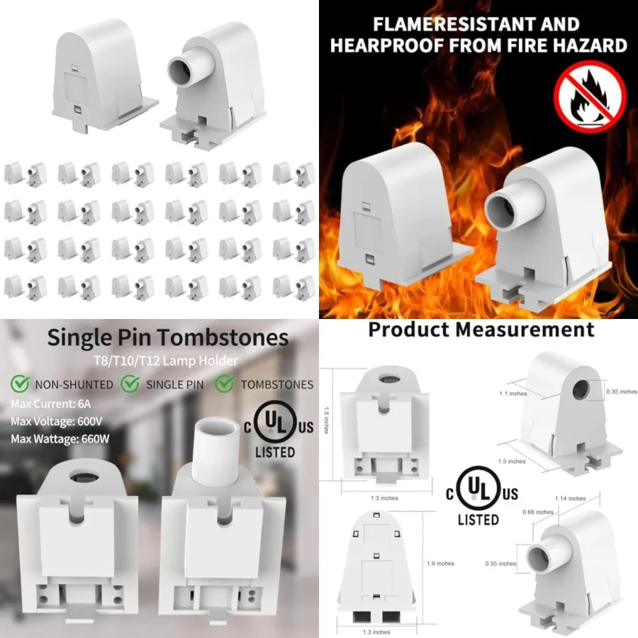 Single Pin FA8 Tombstone - Non-Shunted T8/T10/T12 LED Socket Lampholder Base Holder for 8Feet Fluorescent Tube Light, Retrofiti
Single Pin FA8 Tombstone - Non-Shunted T8/T10/T12 LED Socket Lampholder Base Holder for 8Feet Fluorescent Tube Light, Retrofiti