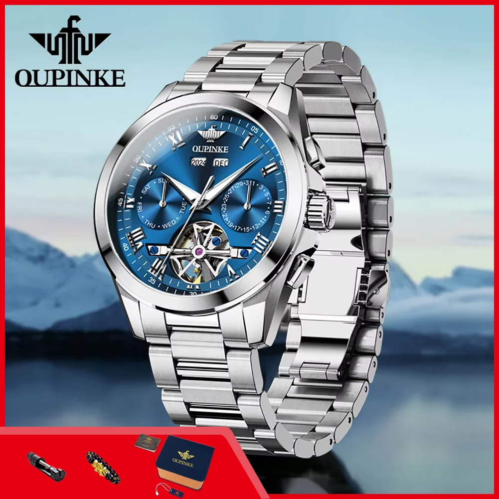 OUPINKE 3281 Skeleton Man Watch Luxury Fully Automatic Mechanical Watch for Men Multi functional Calendar Waterproof Wristwaches
OUPINKE 3281 Skeleton Man Watch Luxury Fully Automatic Mechanical Watch for Men Multi functional Calendar Waterproof Wristwaches