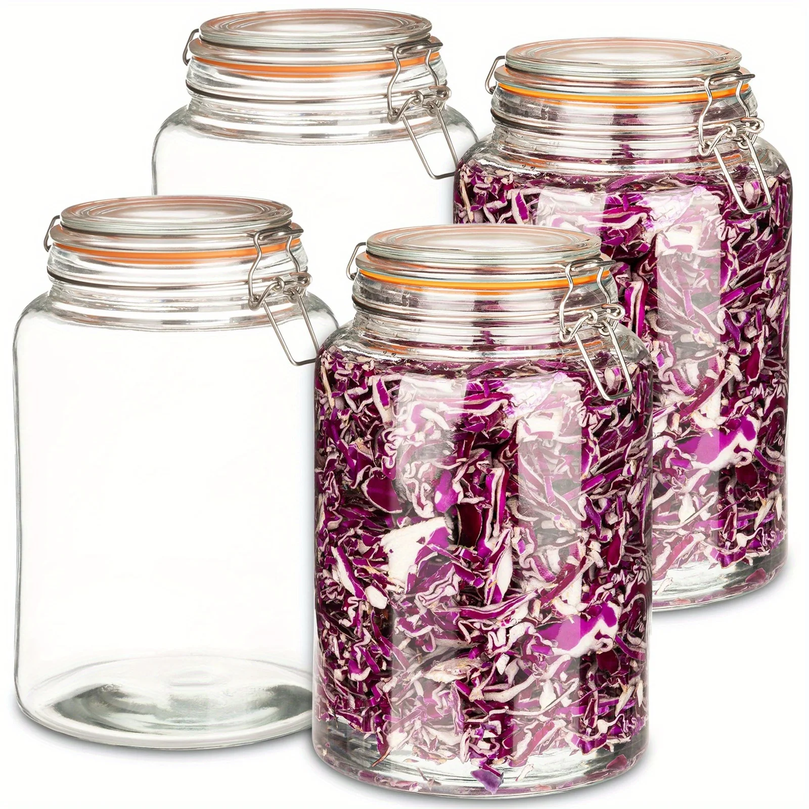 1 Gallon Glass Mason Jar With Hinged Lid, Special Wide Mouth Seal Sealed Jar, Pickling Container, Preservation And Flour Storage Food - 4 Per Pack
1 Gallon Glass Mason Jar With Hinged Lid, Special Wide Mouth Seal Sealed Jar, Pickling Container, Preservation And Flour Storage Food - 4 Per Pack