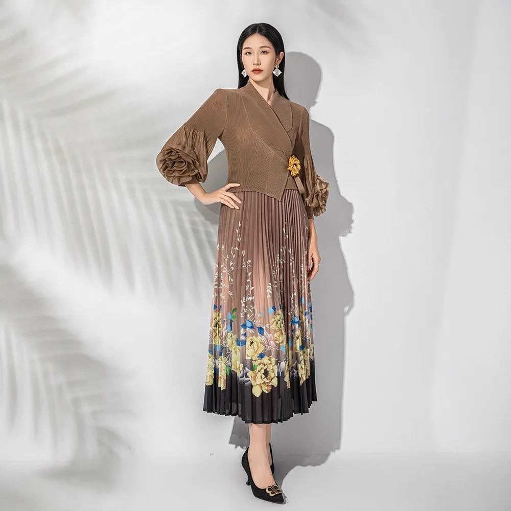 Miyake большого размера Miyake плиссированный костюм с воротником, элегантная юбка, женская осенняя рубашка 202, вечерние платья, модная и элитная одежда
Miyake большого размера Miyake плиссированный костюм с воротником, элегантная юбка, женская осенняя рубашка 202, вечерние платья, модная и элитная одежда