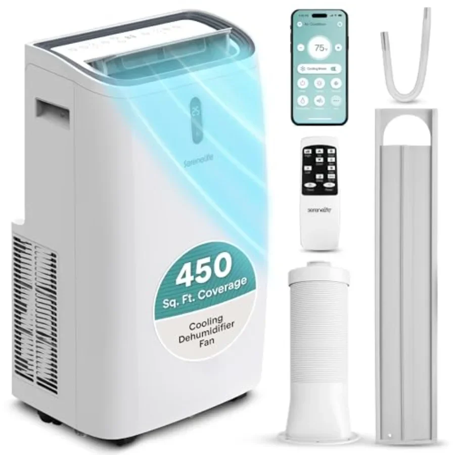 Portable Air Conditioner 12000 BTU for home office use, white plastic unit, quiet 3-in-1 cooling-fan-dehumidifier with 24-hour
Portable Air Conditioner 12000 BTU for home office use, white plastic unit, quiet 3-in-1 cooling-fan-dehumidifier with 24-hour