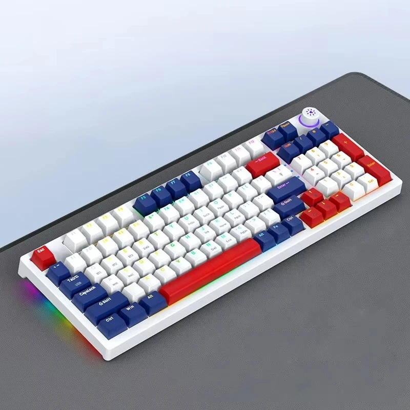 H96 Three Mode Wired 2.4G Wireless Bluetooth Keyboard with Knob Hot Swap RGB Backlit Gaming Mechanical Keyboard
H96 Three Mode Wired 2.4G Wireless Bluetooth Keyboard with Knob Hot Swap RGB Backlit Gaming Mechanical Keyboard