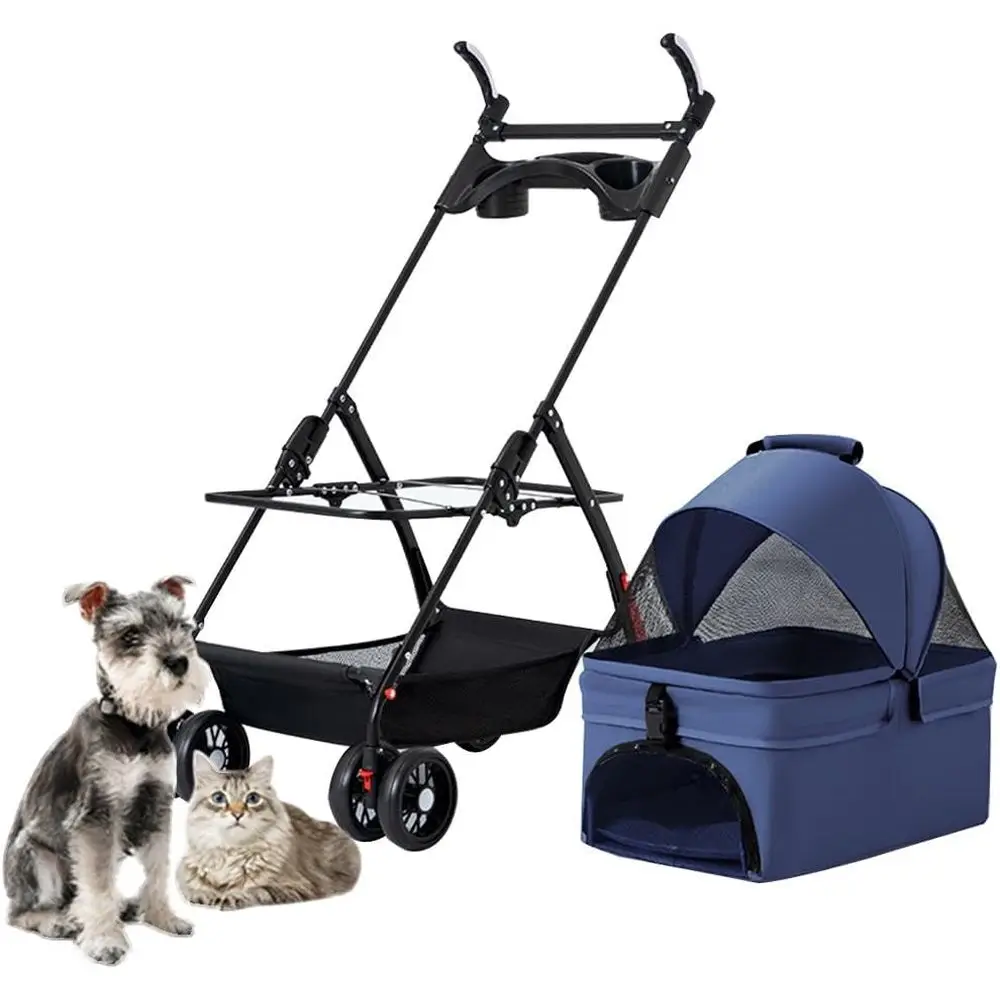 Легкая портативная коляска для маленьких собак с подстаканником и регулируемой ручкой, синяя
Легкая портативная коляска для маленьких собак с подстаканником и регулируемой ручкой, синяя