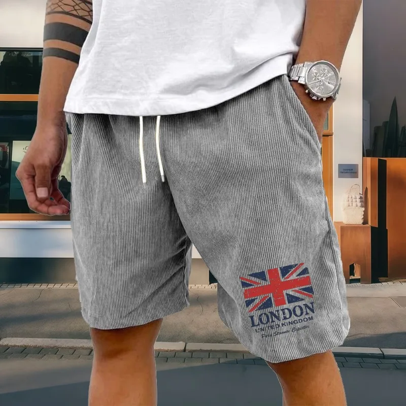 Men's London British flag printed corduroy shorts, casual loose elastic waist with drawstring, summer Bermuda shorts, breathable
Men's London British flag printed corduroy shorts, casual loose elastic waist with drawstring, summer Bermuda shorts, breathable
