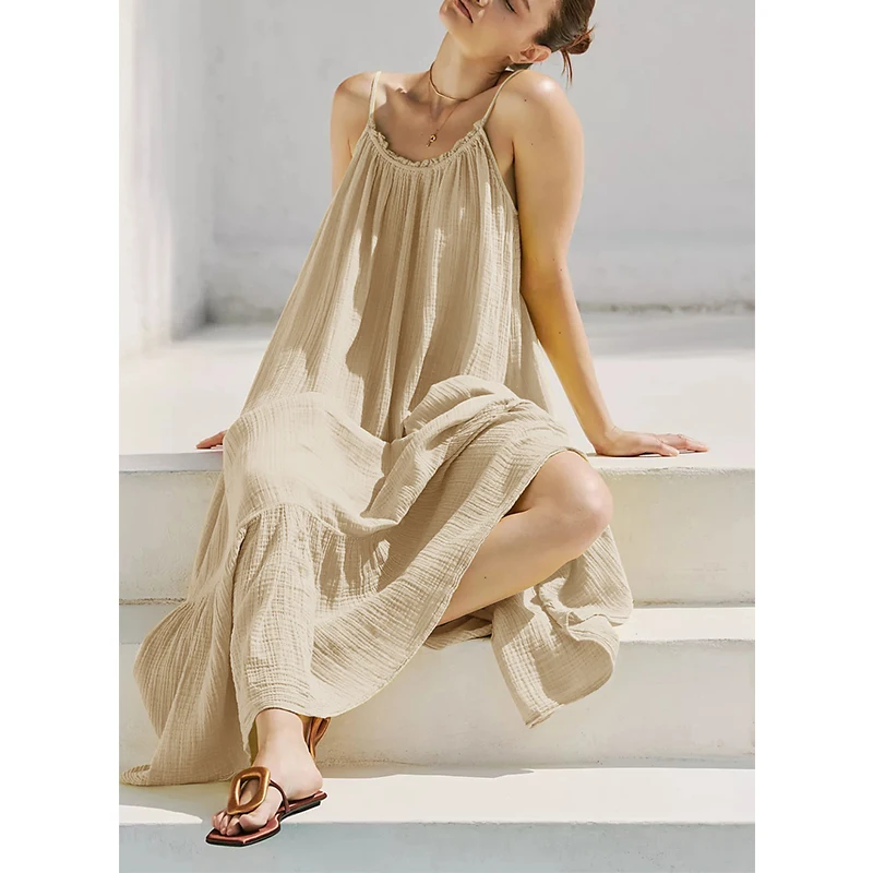 Muslin 100% Cotton Summer Dress Woman 2024 Trendy Sexy Sleeveless Ruched Long Maxi Party Dresses Chic Sundress
Muslin 100% Cotton Summer Dress Woman 2024 Trendy Sexy Sleeveless Ruched Long Maxi Party Dresses Chic Sundress