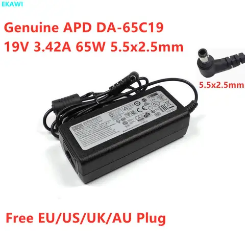 Véritable adaptateur secteur APD DA-65C19 19V 3.42A 65W 5.5x2.5mm pour chargeur d'alimentation pour ordinateur portable intel NUC