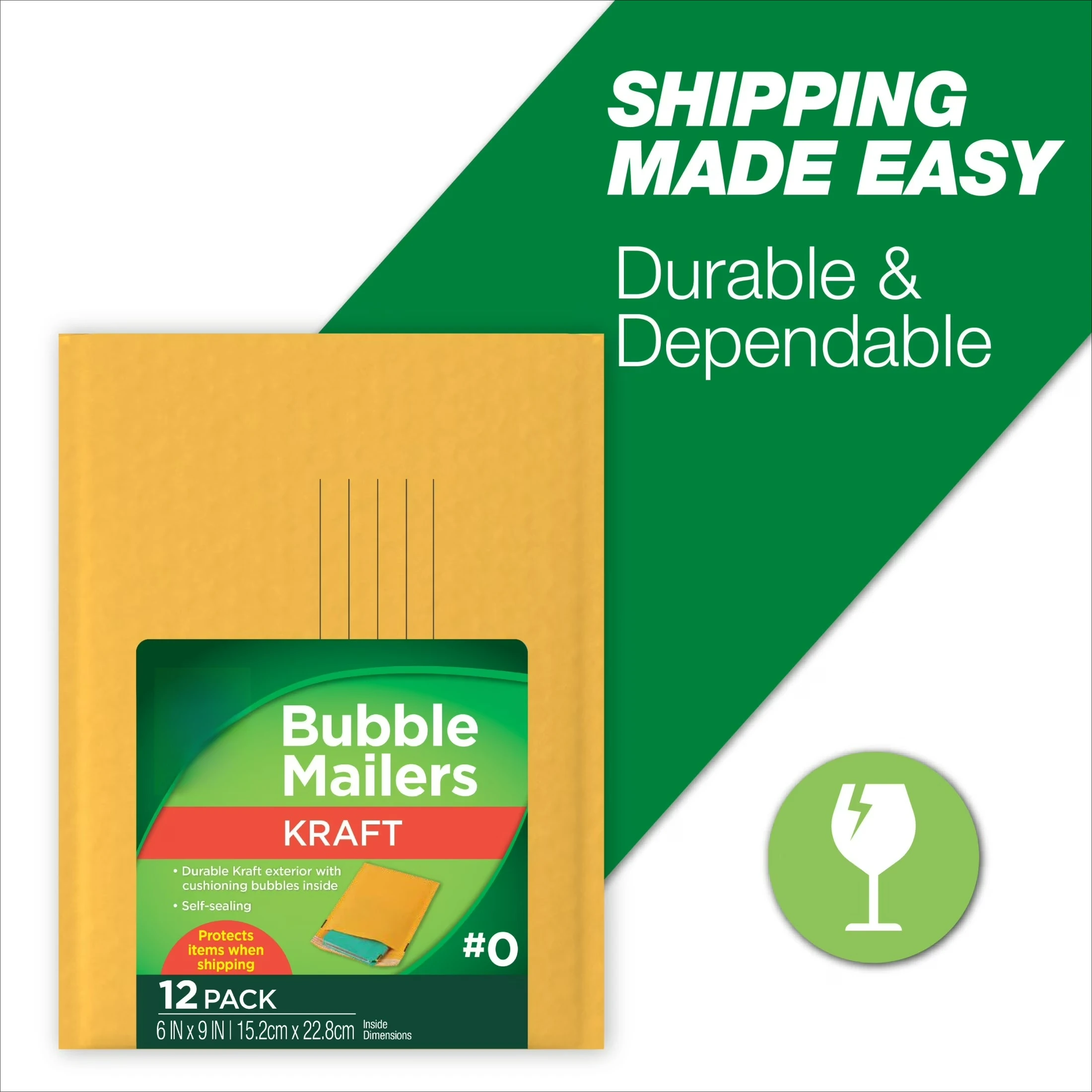 Self-Seal Kraft Bubble Mailer #0, 6" x 9", Solid Manila, 12 Pack
Self-Seal Kraft Bubble Mailer #0, 6" x 9", Solid Manila, 12 Pack