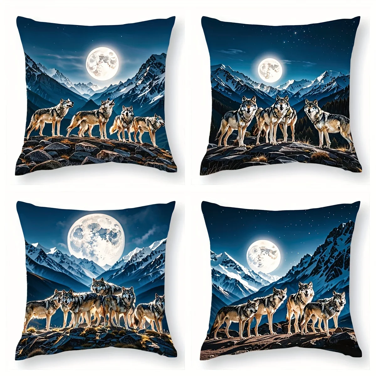 4Pcs Wildlife Wolf Throw Pillow Covers with Night Mountain Pattern Cushion Cases for Study Lounge Hotel Room Home Decor
4Pcs Wildlife Wolf Throw Pillow Covers with Night Mountain Pattern Cushion Cases for Study Lounge Hotel Room Home Decor