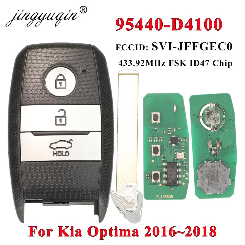 jingyuqin 95440-D4100 Keyless Remote For Kia Optima 2016-2018 Smart Car Key 434Mhz NCF2951X HITAG ID47 CHIP SVI-JFFGEC0
jingyuqin 95440-D4100 Keyless Remote For Kia Optima 2016-2018 Smart Car Key 434Mhz NCF2951X HITAG ID47 CHIP SVI-JFFGEC0