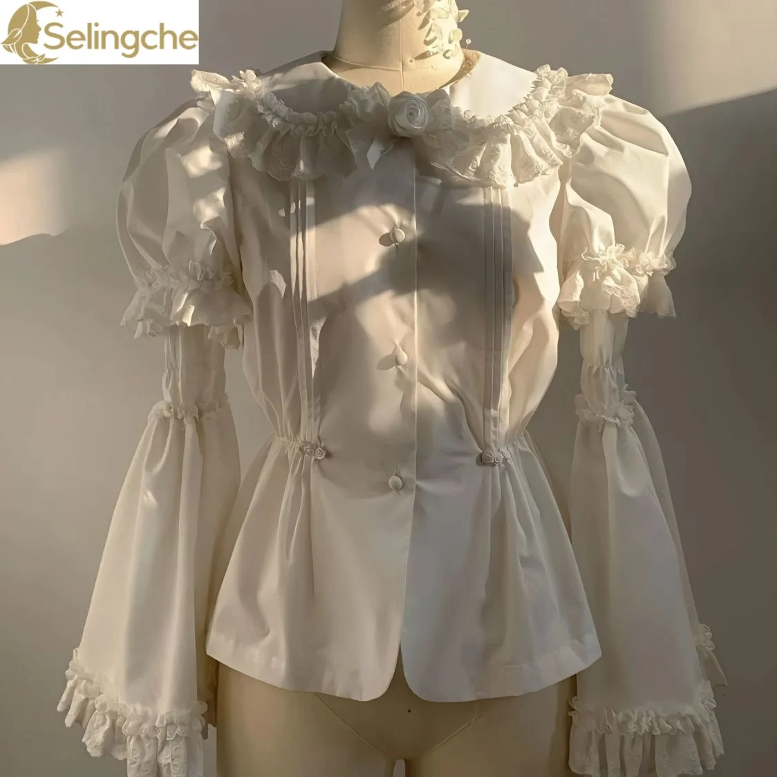 Doll Collar Pure Cotton Ruffled Nightingale Shirt Gothic Style White Top Lolita Slim Fit Blouse Women Tops
Doll Collar Pure Cotton Ruffled Nightingale Shirt Gothic Style White Top Lolita Slim Fit Blouse Women Tops