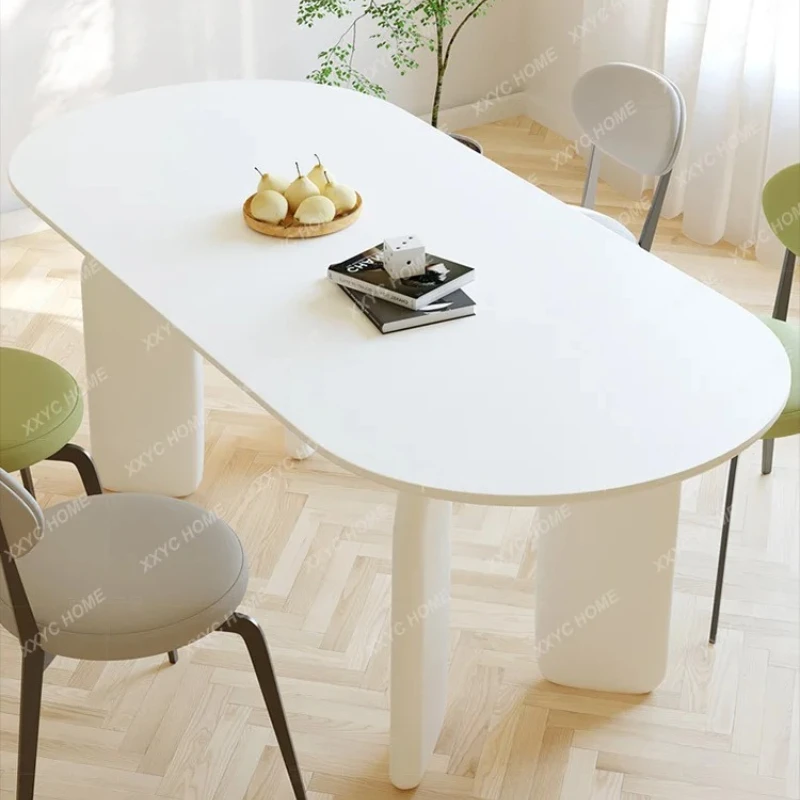 X-S Cream Wind Rock Board Dining Table And Chair Combination, Solid Wood Table Foot Modern Simple Oval HG
X-S Cream Wind Rock Board Dining Table And Chair Combination, Solid Wood Table Foot Modern Simple Oval HG