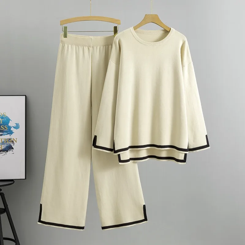 Y2K Women Pullover Pants Sets 2-piece Set Split O-Neck Top Wide Leg Pants Knit Set Fashion Casual Women's Set
Y2K Women Pullover Pants Sets 2-piece Set Split O-Neck Top Wide Leg Pants Knit Set Fashion Casual Women's Set