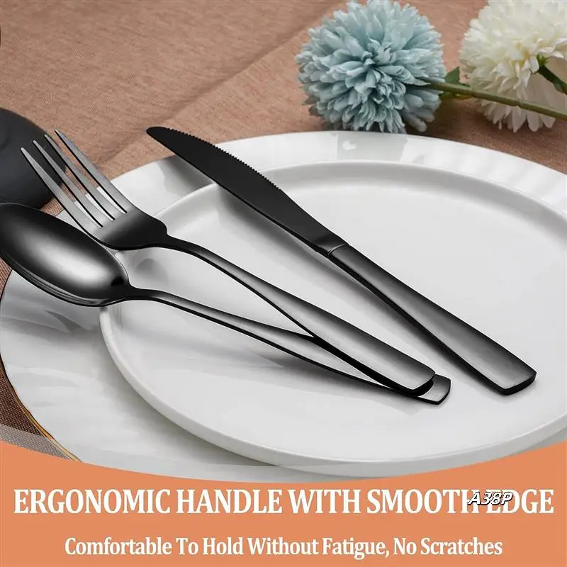 20 Pcs Black Silverware Set, Flatware Set For 5, Square Cutlery Set, Mirror Polished Tableware Eating Utensils Set Black
20 Pcs Black Silverware Set, Flatware Set For 5, Square Cutlery Set, Mirror Polished Tableware Eating Utensils Set Black
