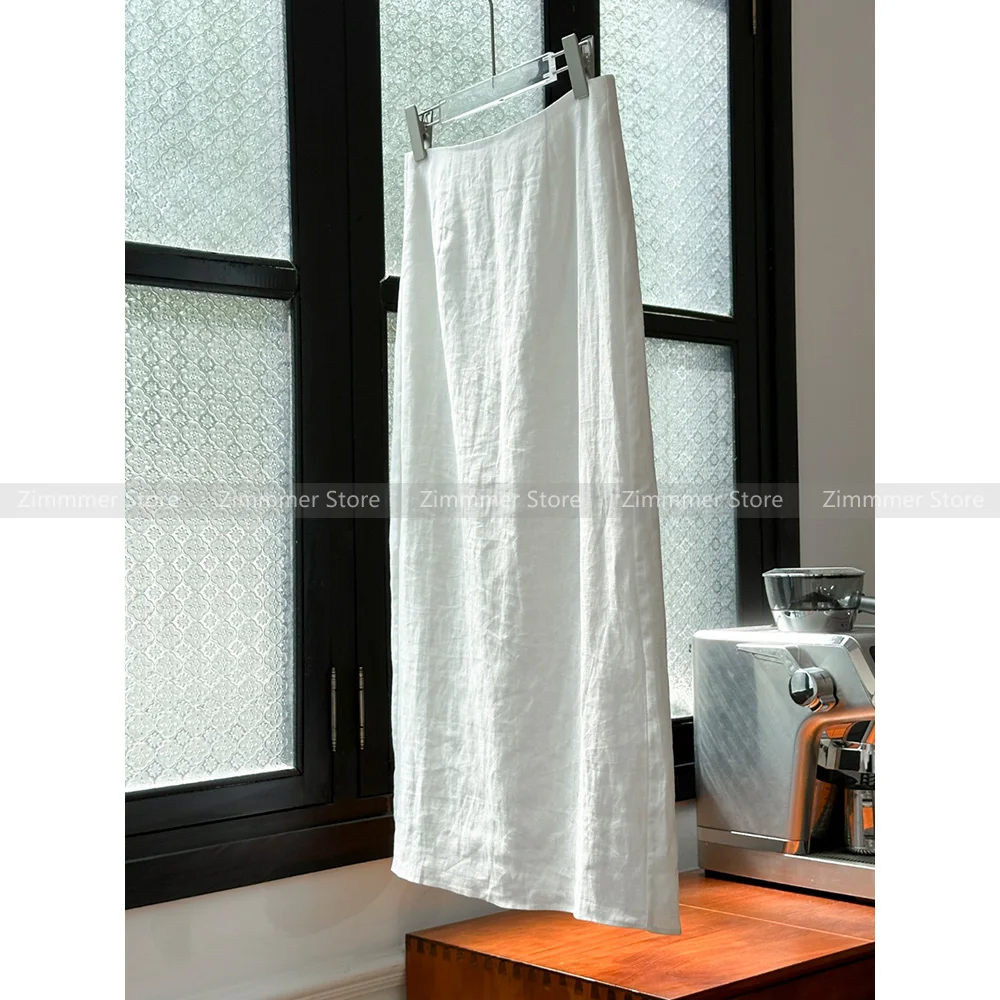 2024 Summer new high-waisted thin A-line skirt cotton linen back split skirt white linen bustier female
2024 Summer new high-waisted thin A-line skirt cotton linen back split skirt white linen bustier female