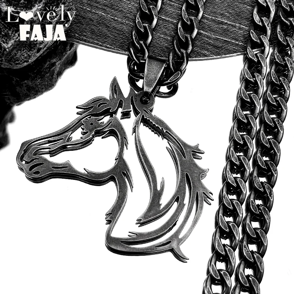 Lovely FAJA Animal Horsehead Pendant Necklace Women Men Stainless Steel Hollow Horse Head Hip Hop Chain Friendship Jewelry Gift
Lovely FAJA Animal Horsehead Pendant Necklace Women Men Stainless Steel Hollow Horse Head Hip Hop Chain Friendship Jewelry Gift