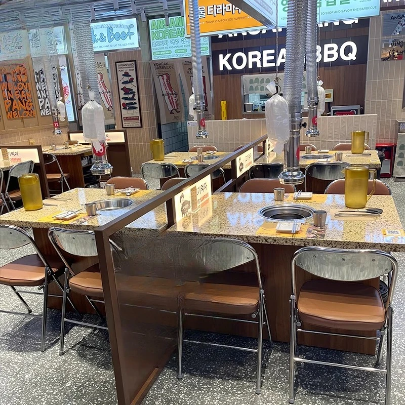 Barbecue table Commercial carbon fire smokeless induction cooker integrated Korean barbecue shop Solid wood tables and chairs
Barbecue table Commercial carbon fire smokeless induction cooker integrated Korean barbecue shop Solid wood tables and chairs