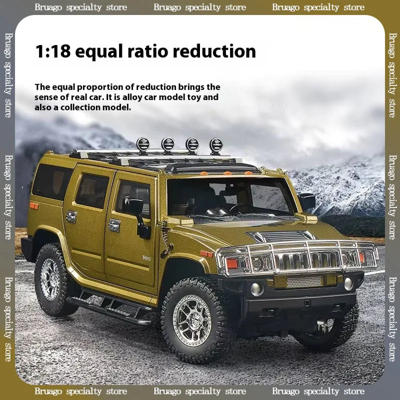 Модель внедорожника Hummer H2 из сплава в масштабе 1:18, литая металлическая модель, детская игрушка, подарок на день рождения для детей
Модель внедорожника Hummer H2 из сплава в масштабе 1:18, литая металлическая модель, детская игрушка, подарок на день рождения для детей