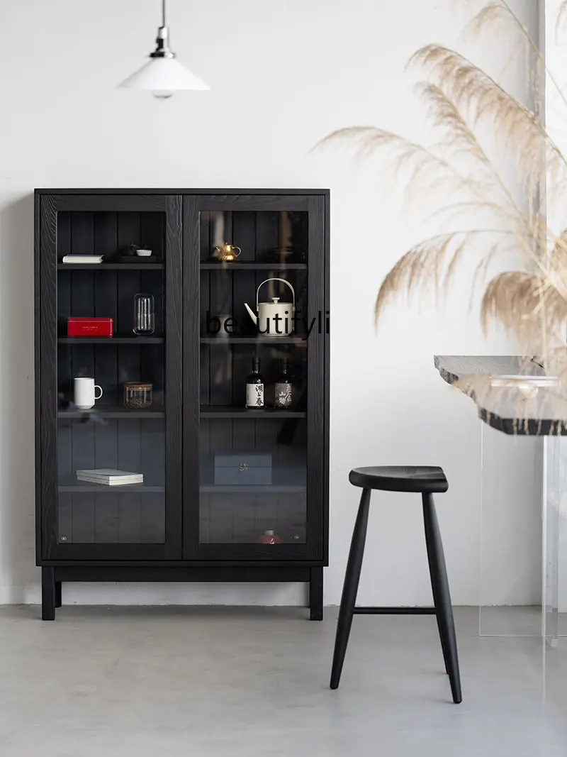Ash Wood Simple Modern Carbonized Black Bookcase Tea Room Storage Cabinet Wall Glass Cabinet
Ash Wood Simple Modern Carbonized Black Bookcase Tea Room Storage Cabinet Wall Glass Cabinet