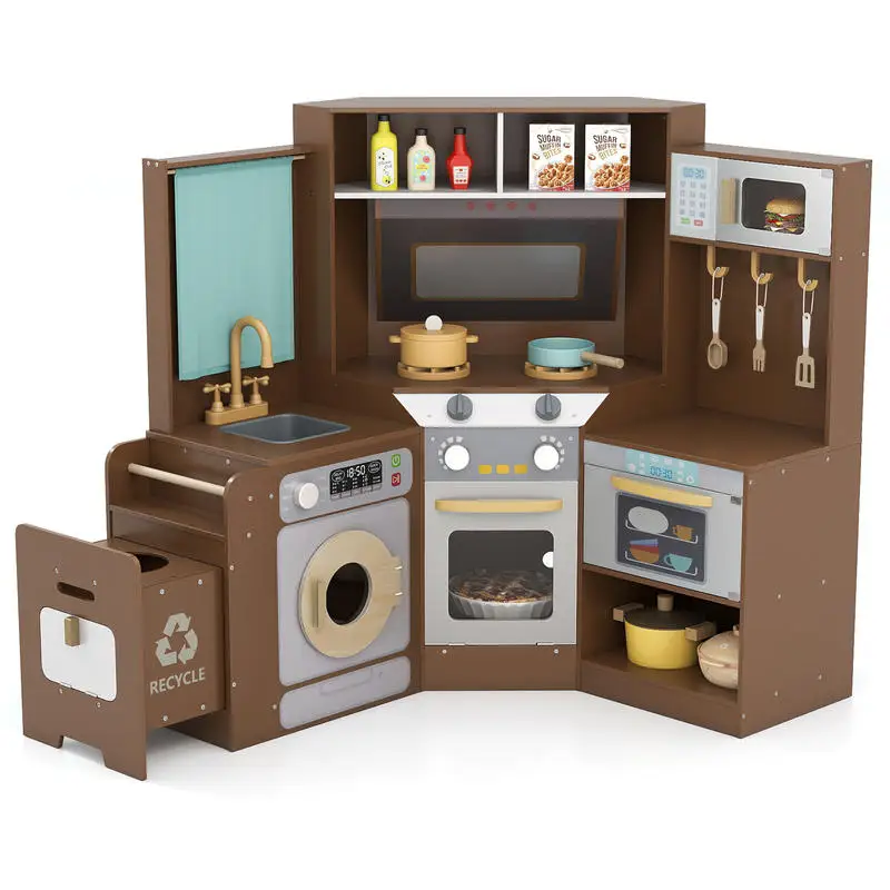 Corner Kitchen Toys with Lights and Sounds with Pull-out Trash Can and Stoves-Coffee
Corner Kitchen Toys with Lights and Sounds with Pull-out Trash Can and Stoves-Coffee