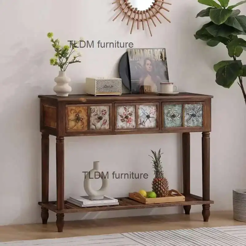 American Solid Wood Retro Console Tables Home Entrance Console Cabinets for Living Room Furniture Entryway Table with Drawers Z
American Solid Wood Retro Console Tables Home Entrance Console Cabinets for Living Room Furniture Entryway Table with Drawers Z