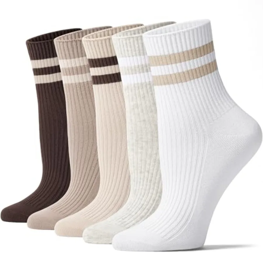 CS CELERSPORT Women's Retro Striped Crew Socks, 5 Pairs Vintage Cotton Quarter Socks, Soft Casual Everyday Wear Socks
CS CELERSPORT Women's Retro Striped Crew Socks, 5 Pairs Vintage Cotton Quarter Socks, Soft Casual Everyday Wear Socks