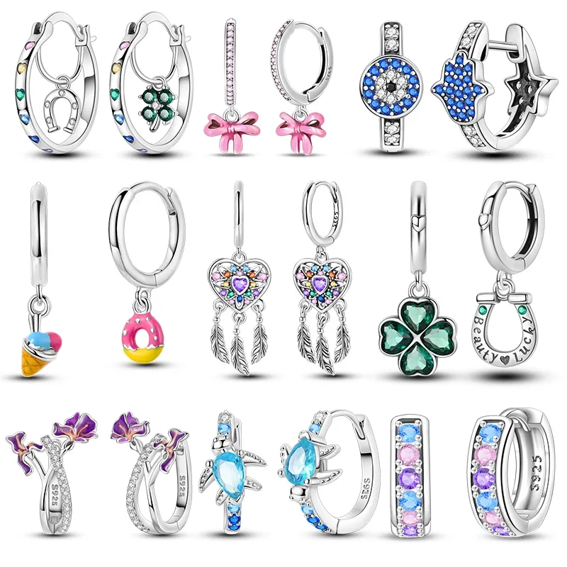 New 925 Sterling Silver Exquisite Four-Leaf Clover Horseshoe Hoop Earrings Women Engagement Wedding Jewelry Gift
New 925 Sterling Silver Exquisite Four-Leaf Clover Horseshoe Hoop Earrings Women Engagement Wedding Jewelry Gift
