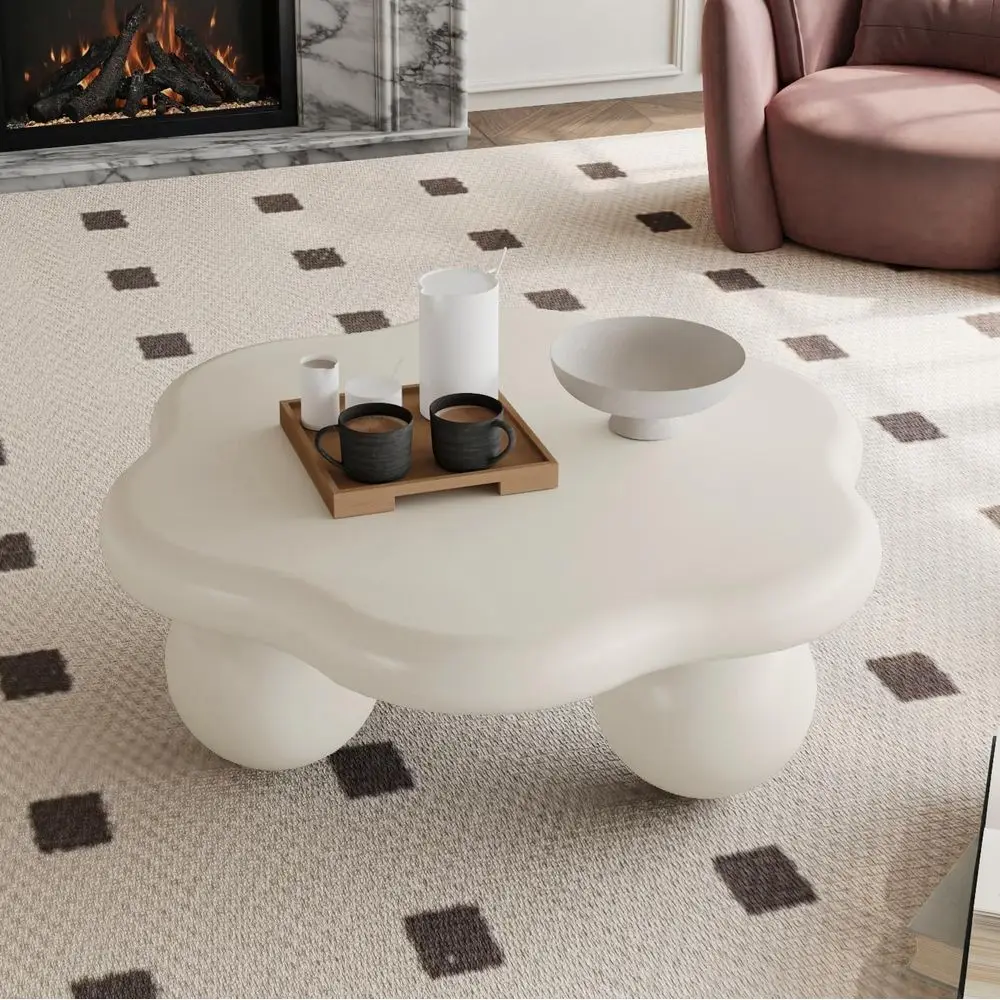 Unique Living Room Coffee Table with 3 Ball Legs, Suitable for Small Spaces, Cream-White Finish
Unique Living Room Coffee Table with 3 Ball Legs, Suitable for Small Spaces, Cream-White Finish
