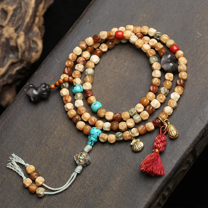 Natural Jade-like Multi-coloured Dragon-spine Bodhi “Formless” 108-bead Buddhist Prayer Beads, Tibetan-style Collectible
Natural Jade-like Multi-coloured Dragon-spine Bodhi “Formless” 108-bead Buddhist Prayer Beads, Tibetan-style Collectible