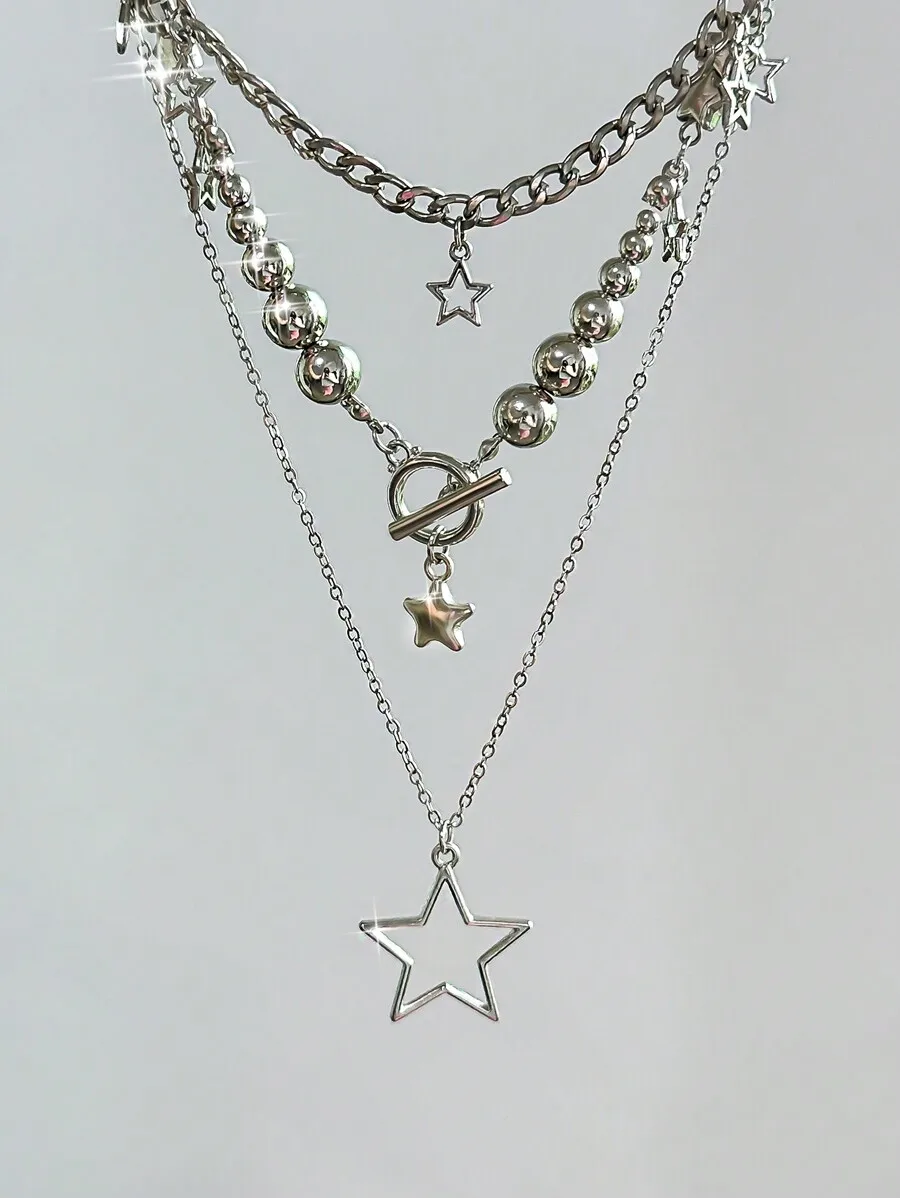 3 Layer Star Charm Zinc Alloy Chain Necklace For Women Daily Wear
3 Layer Star Charm Zinc Alloy Chain Necklace For Women Daily Wear