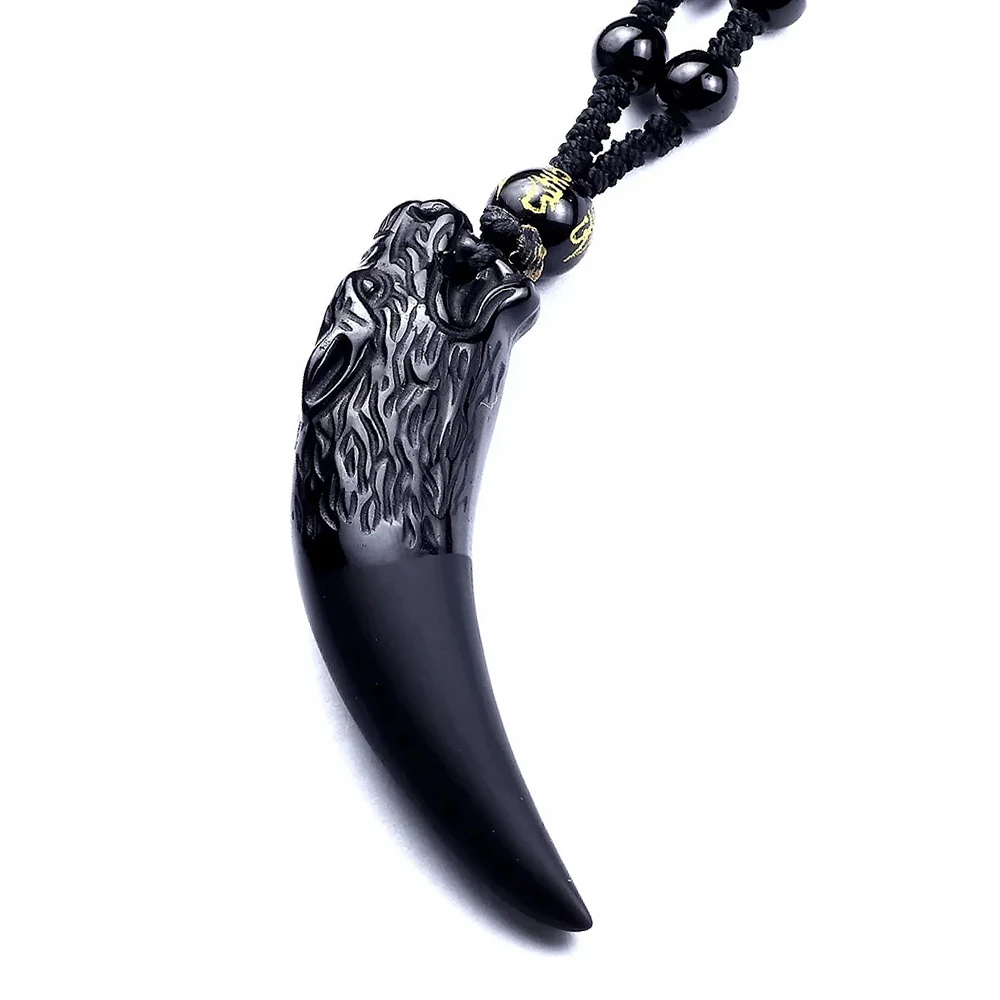 Natural Black Obsidian Wolf Tooth Pendant Necklace Ice Obsidian Protection Talisman for Men Vintage Good Luck Amulet Jewelry
Natural Black Obsidian Wolf Tooth Pendant Necklace Ice Obsidian Protection Talisman for Men Vintage Good Luck Amulet Jewelry