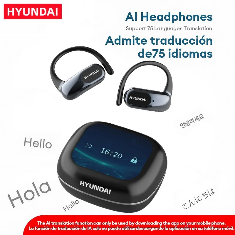 HYUNDAl OpenAir Ultra AI Translation Earphones Stereo Touch Display Multifunctional Earbuds ENC Call Multi languages Headphones
HYUNDAl OpenAir Ultra AI Translation Earphones Stereo Touch Display Multifunctional Earbuds ENC Call Multi languages Headphones