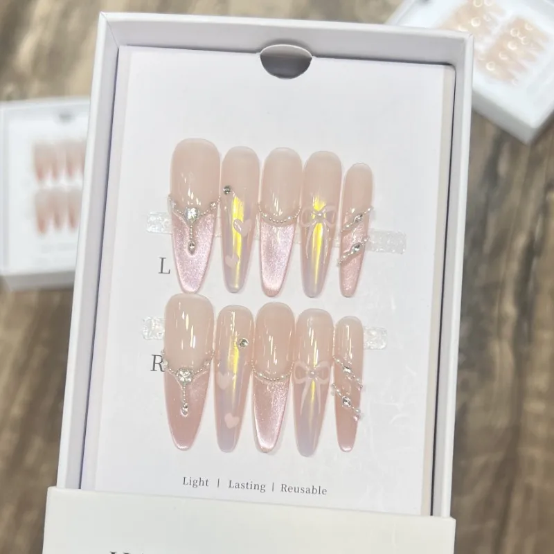 Handmade Cat Eye French Stickers for Nails Rhinestone Heart Bows Decorations for False Nails Press on Nails with Box and Tools
Handmade Cat Eye French Stickers for Nails Rhinestone Heart Bows Decorations for False Nails Press on Nails with Box and Tools