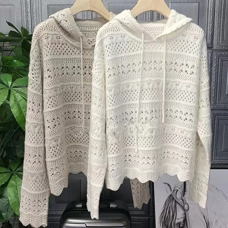 Pop Light Luxury Fashion Hollow Hooded Cashmere Knitwear Women Autumn And Winter Western Korean Loose Hoodie Wool Base Hoodie
Pop Light Luxury Fashion Hollow Hooded Cashmere Knitwear Women Autumn And Winter Western Korean Loose Hoodie Wool Base Hoodie