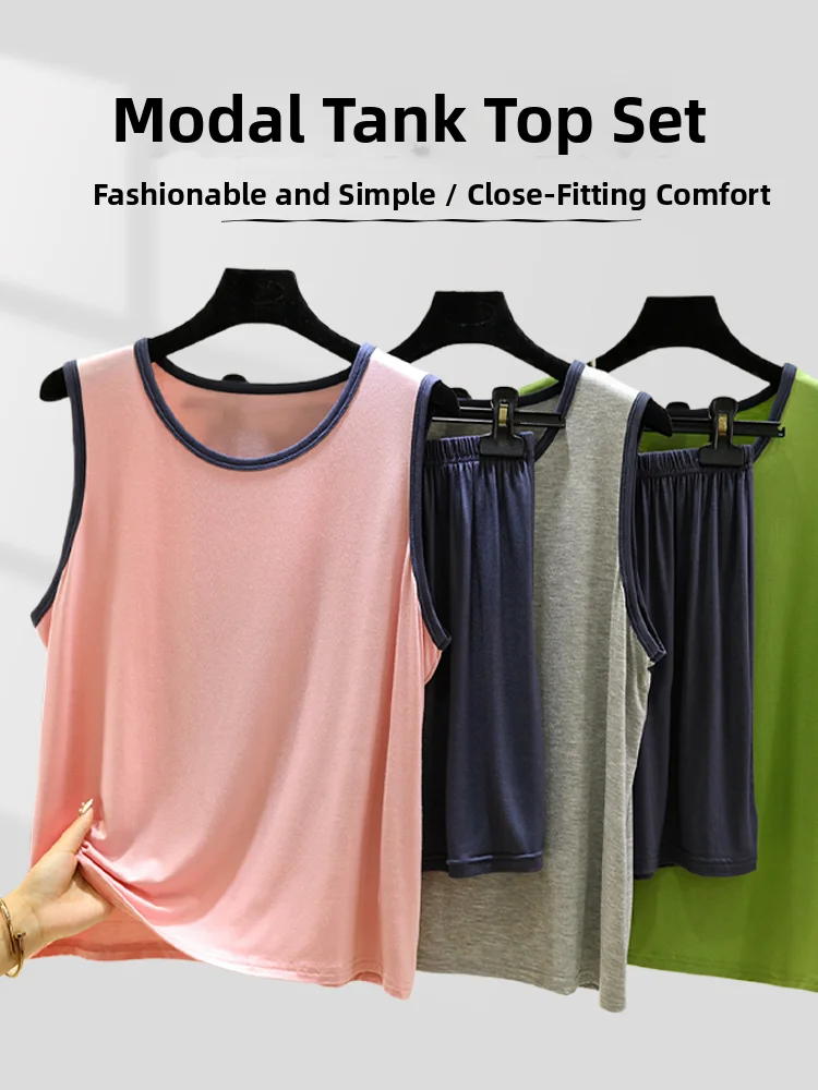 Women's Summer Lightweight Modal Tank Top Shorts Set Casual Sleeveless Home Clothes Outdoor Wear Sleepwear Comfortable
Women's Summer Lightweight Modal Tank Top Shorts Set Casual Sleeveless Home Clothes Outdoor Wear Sleepwear Comfortable