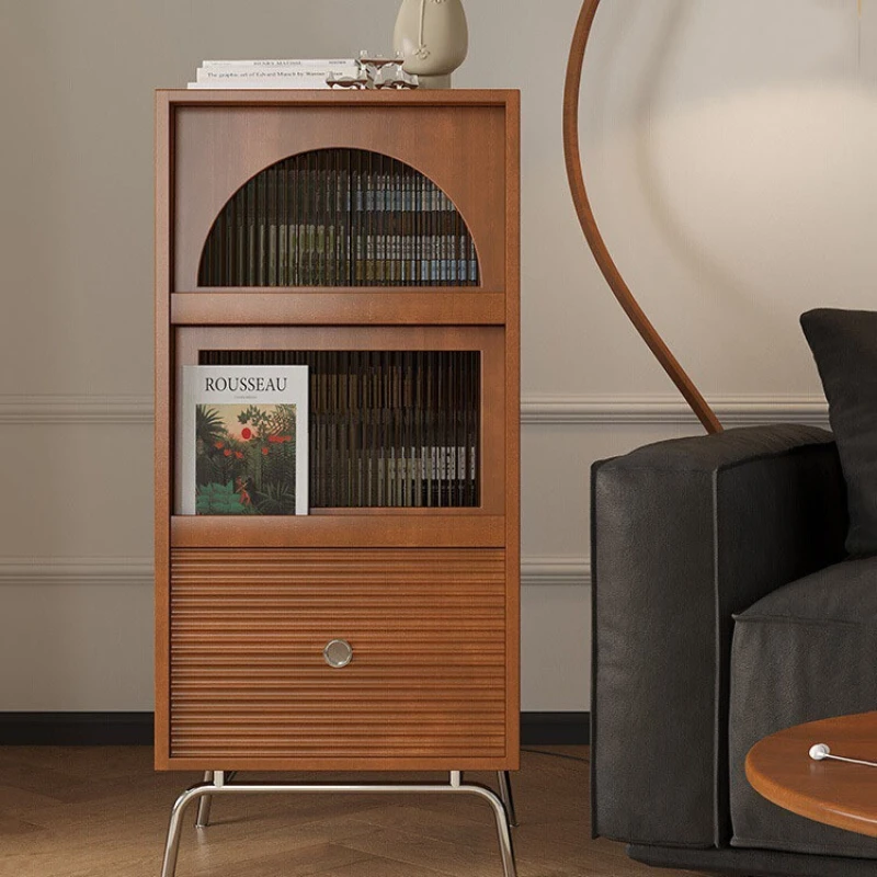 Nordic solid wood bookcase, household living room, sofa side magazine storage cabinet, study retro floor locker with door
Nordic solid wood bookcase, household living room, sofa side magazine storage cabinet, study retro floor locker with door