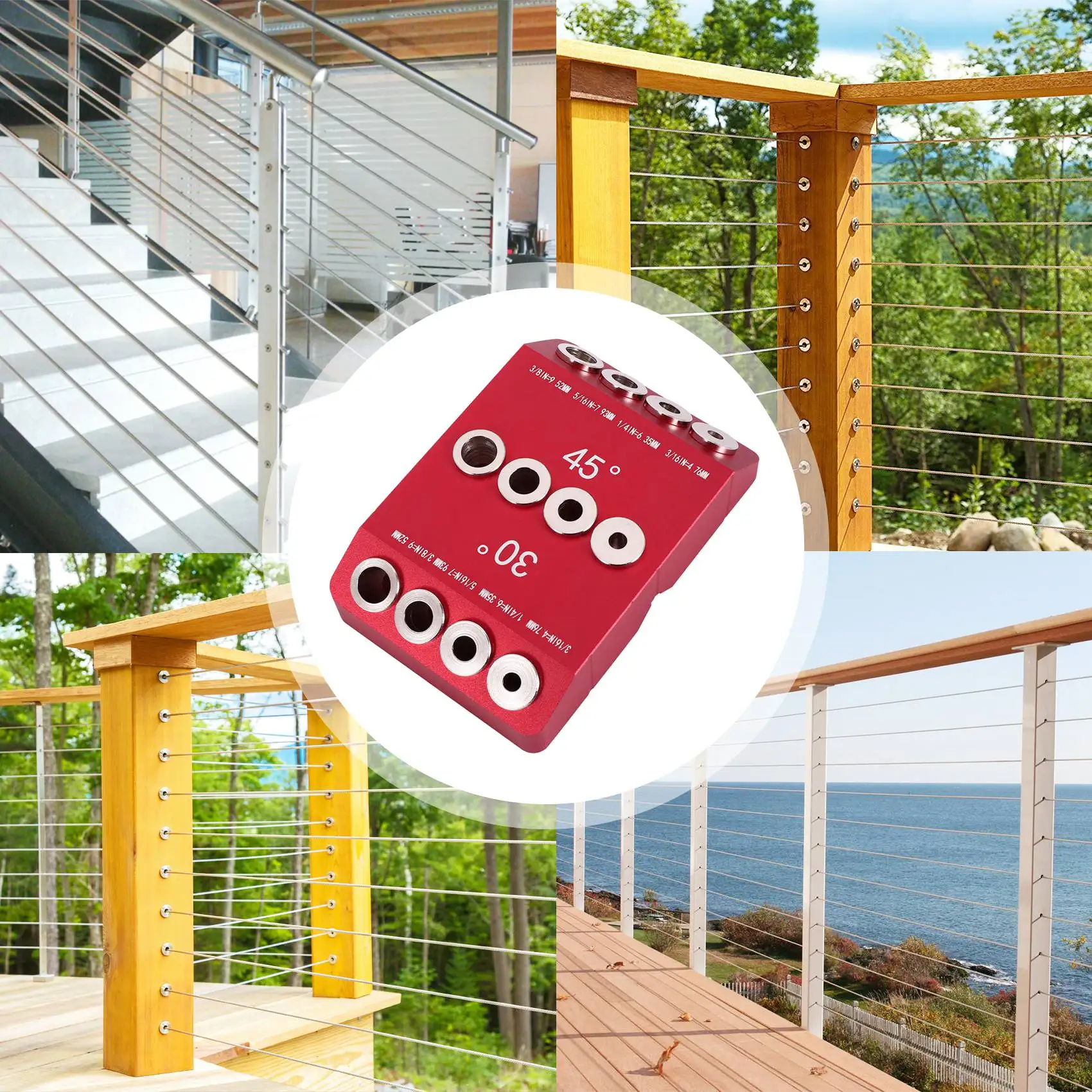 30/45/90° Angle Drill Hole Guide Jig For Angled And Straight Hole,Cable Railing Lag Screw Drilling Template-Hot
30/45/90° Angle Drill Hole Guide Jig For Angled And Straight Hole,Cable Railing Lag Screw Drilling Template-Hot