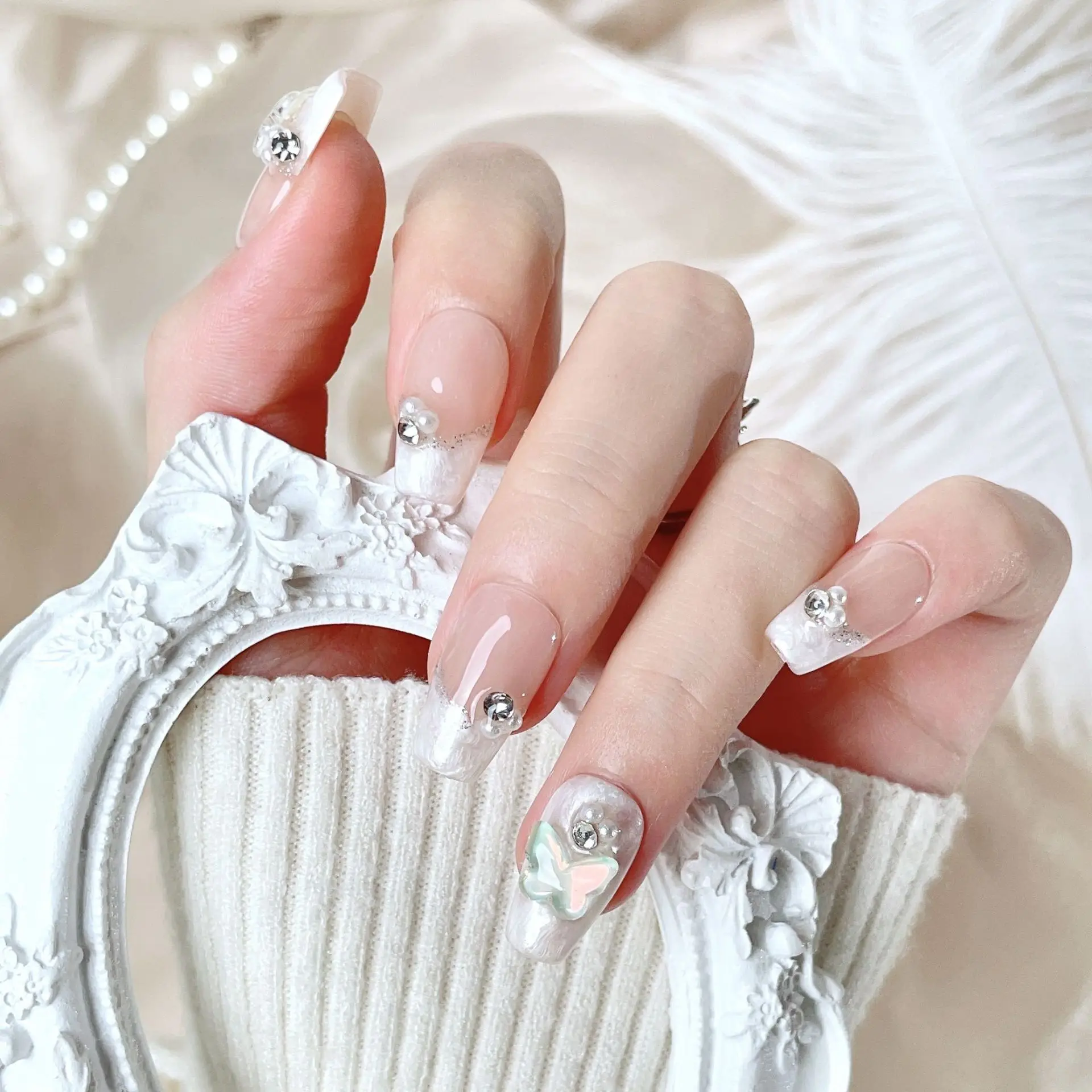 10 PCS Handmade French Press on Nails Fairy Short Butterfly Design Reusable False Nails Full Cover Nail Tips Artificial Manicure
10 PCS Handmade French Press on Nails Fairy Short Butterfly Design Reusable False Nails Full Cover Nail Tips Artificial Manicure