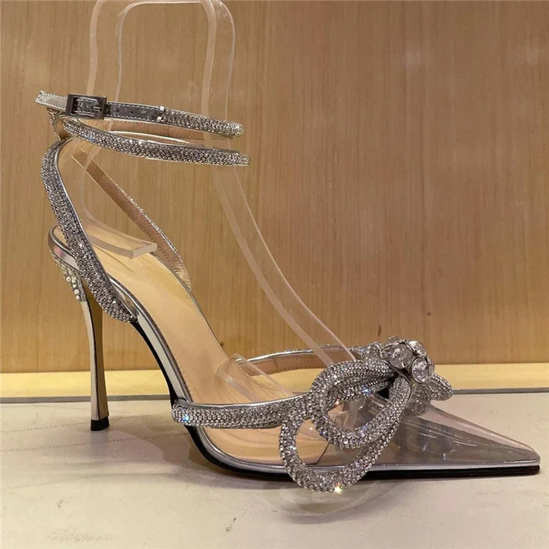 Pvc with Crystal Women Butterfly Knot Designer High Heel Sandals Ankle Strap Party Pumps Pointed Toe Bling Party Dress Shoes
Pvc with Crystal Women Butterfly Knot Designer High Heel Sandals Ankle Strap Party Pumps Pointed Toe Bling Party Dress Shoes