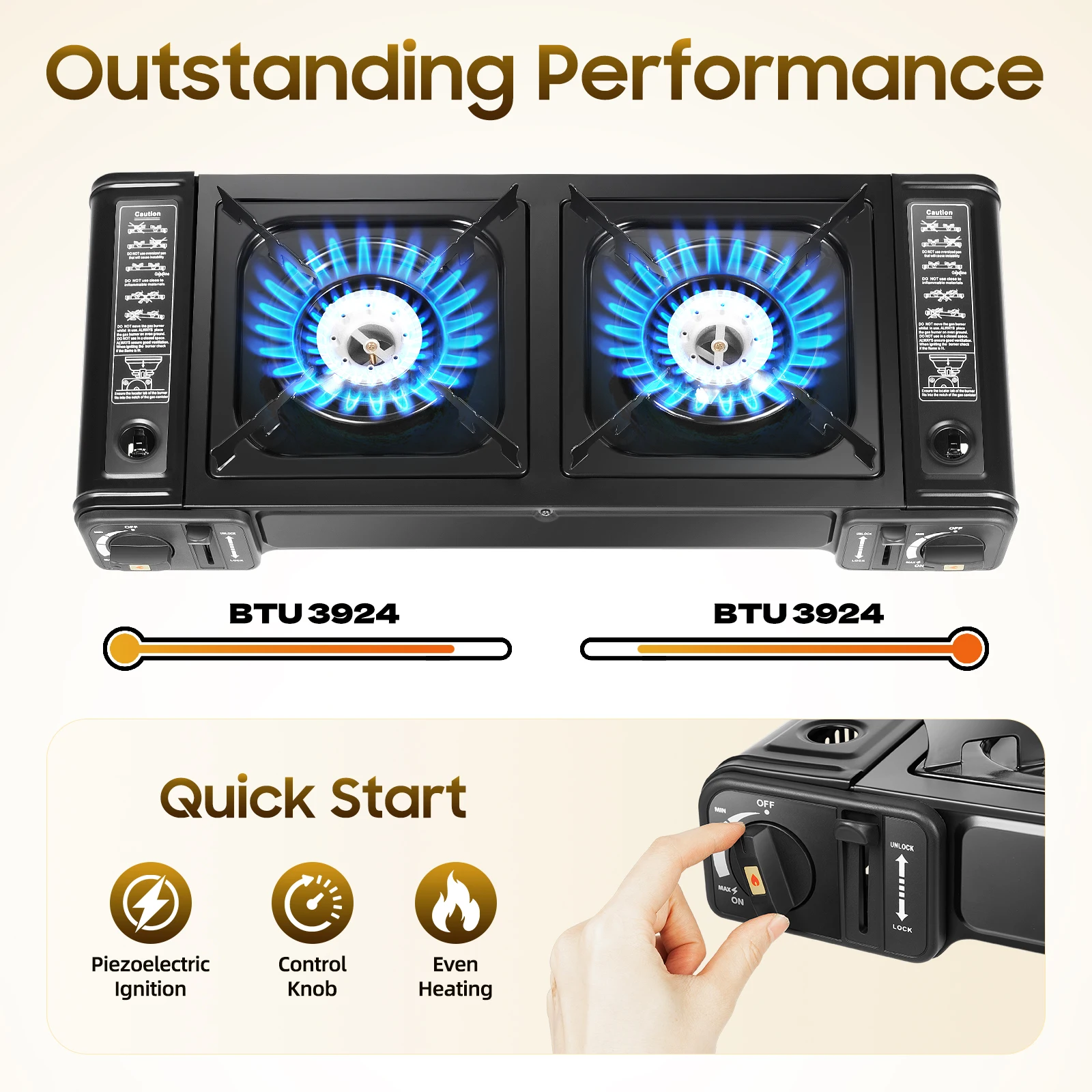 9.9lbs High Heat Efficiency Portable Camping Stove with 2 Independent Burners for Camping, Traveling, Hiking, Picnicking 
9.9lbs High Heat Efficiency Portable Camping Stove with 2 Independent Burners for Camping, Traveling, Hiking, Picnicking