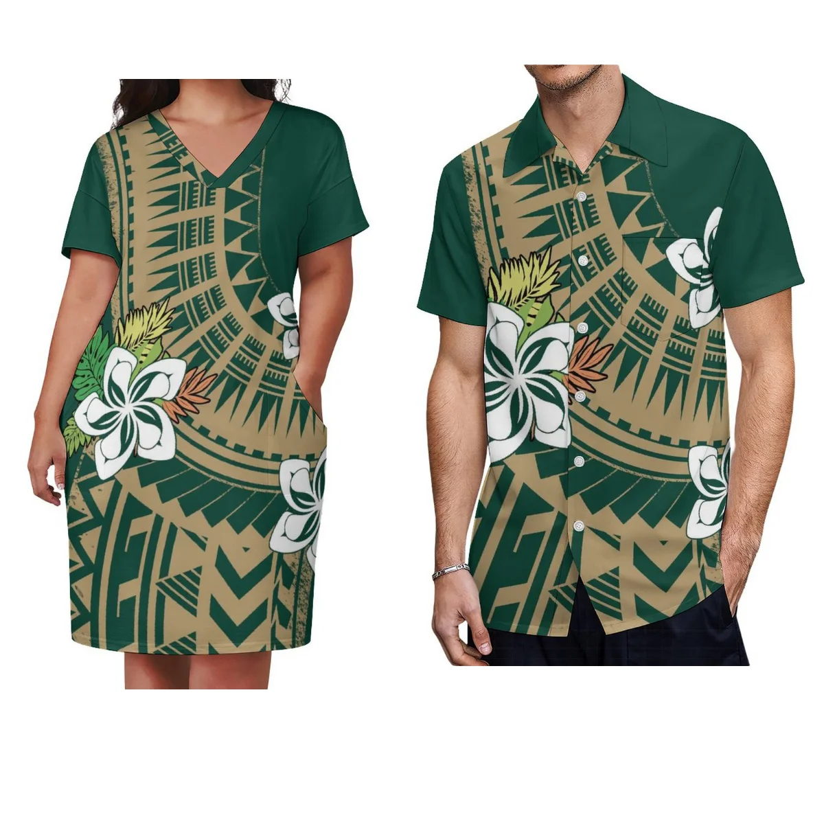 Women'S V-Neck Dress Knee-Length Skirt Men'S Casual Pocket Shirt Custom Polynesian Couple Suit Summer Short Sleeve 2024
Women'S V-Neck Dress Knee-Length Skirt Men'S Casual Pocket Shirt Custom Polynesian Couple Suit Summer Short Sleeve 2024