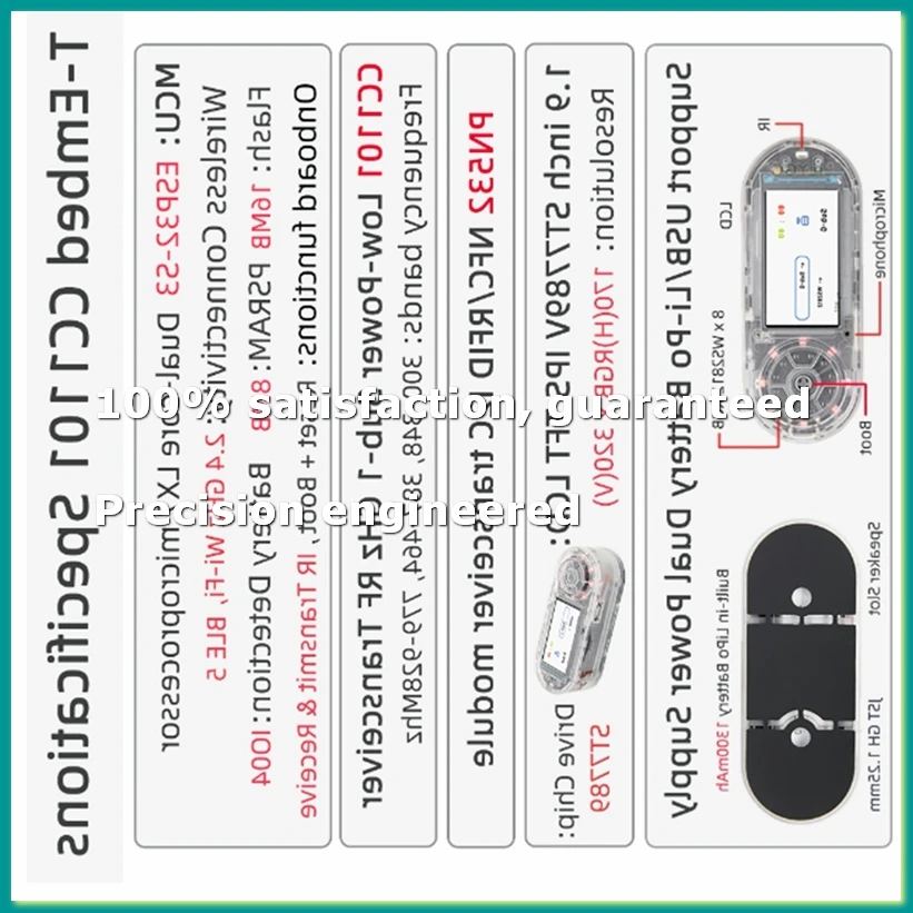 T-Embed ESP32-S3 CC1101 Low-Power Sub-1 GHz RF Transceiver PN532 NFC RFID I2C Module LCD Board Built-in Battery 1300mAh-A86Z
T-Embed ESP32-S3 CC1101 Low-Power Sub-1 GHz RF Transceiver PN532 NFC RFID I2C Module LCD Board Built-in Battery 1300mAh-A86Z