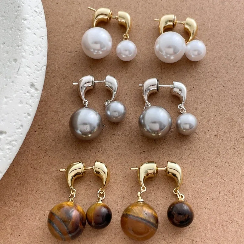 Minar INS Fashion White Gray Simulated Pearl Natural Stone Tiger Eyes Drop Earrings for Women Real Gold Silver Plated Copper
Minar INS Fashion White Gray Simulated Pearl Natural Stone Tiger Eyes Drop Earrings for Women Real Gold Silver Plated Copper
