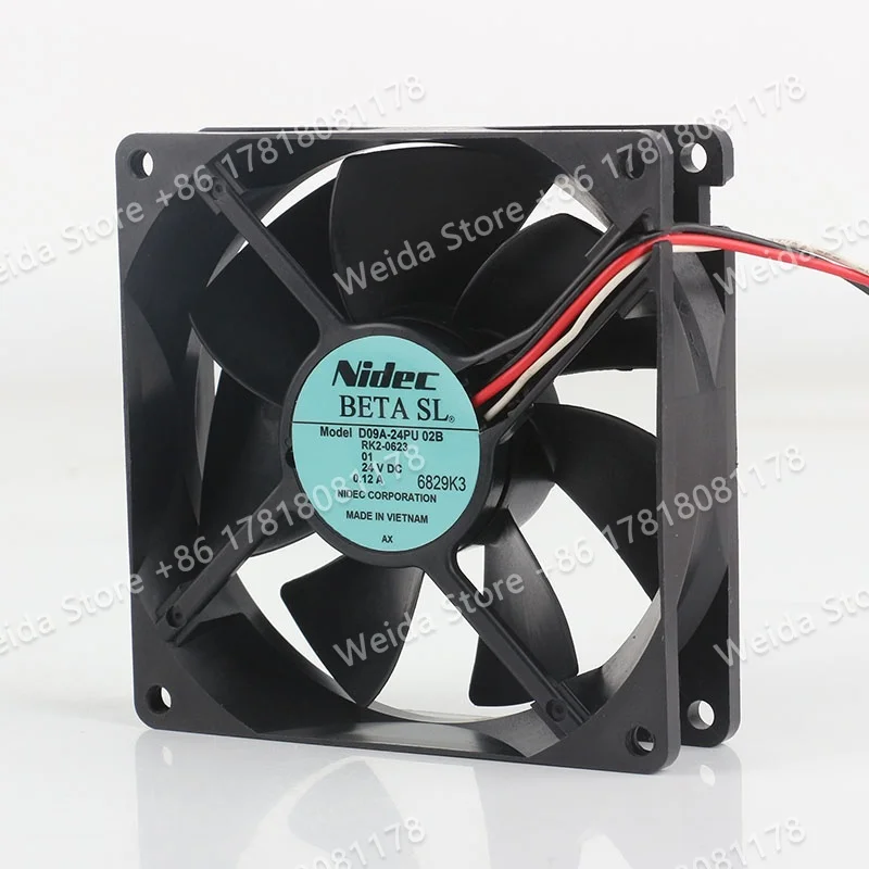 Original genuine 9CM Nidec 90X90X25MM DC 24V 0.12A AC EC 9025 Inverter Three-wire D09A-24PU 02B cooling fan
Original genuine 9CM Nidec 90X90X25MM DC 24V 0.12A AC EC 9025 Inverter Three-wire D09A-24PU 02B cooling fan