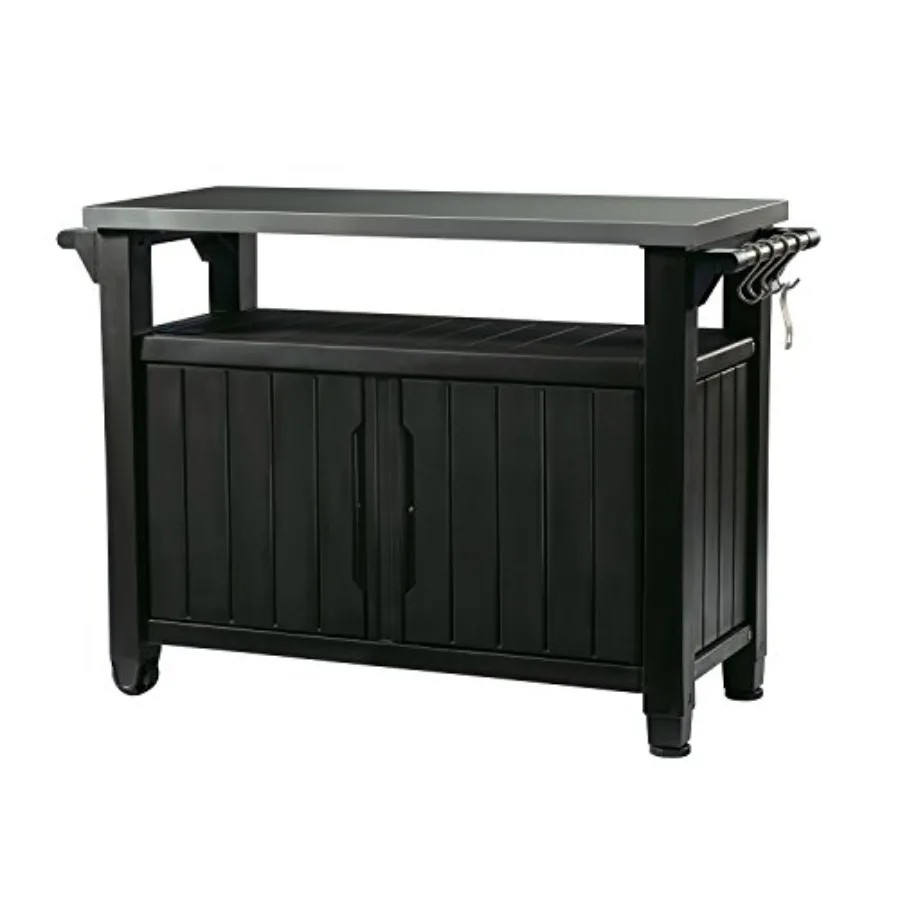 Portable outdoor table for kitchen prep and grilling accessories storage, stainless steel top, silver, weather-resistant and fo
Portable outdoor table for kitchen prep and grilling accessories storage, stainless steel top, silver, weather-resistant and fo