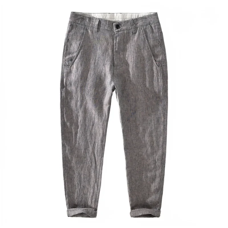 Summer Thin Casual Linen Men's Pants Small Feet Cropped Pants Slim Fit Yarn-dyed Cotton Linen Pants Trendy Linen Pants
Summer Thin Casual Linen Men's Pants Small Feet Cropped Pants Slim Fit Yarn-dyed Cotton Linen Pants Trendy Linen Pants