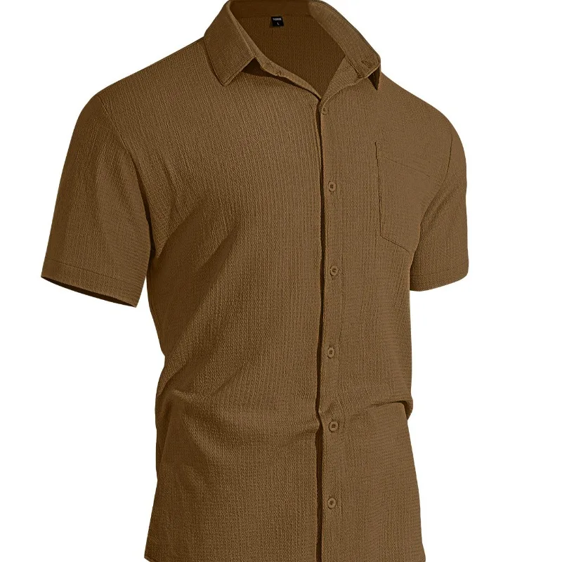 Summer Men Solid Color Collar Short Sleeve Shirt Breathable Jacquard Fabric Vacation Leisure Sports T-shirt Fashion Business Top
Summer Men Solid Color Collar Short Sleeve Shirt Breathable Jacquard Fabric Vacation Leisure Sports T-shirt Fashion Business Top