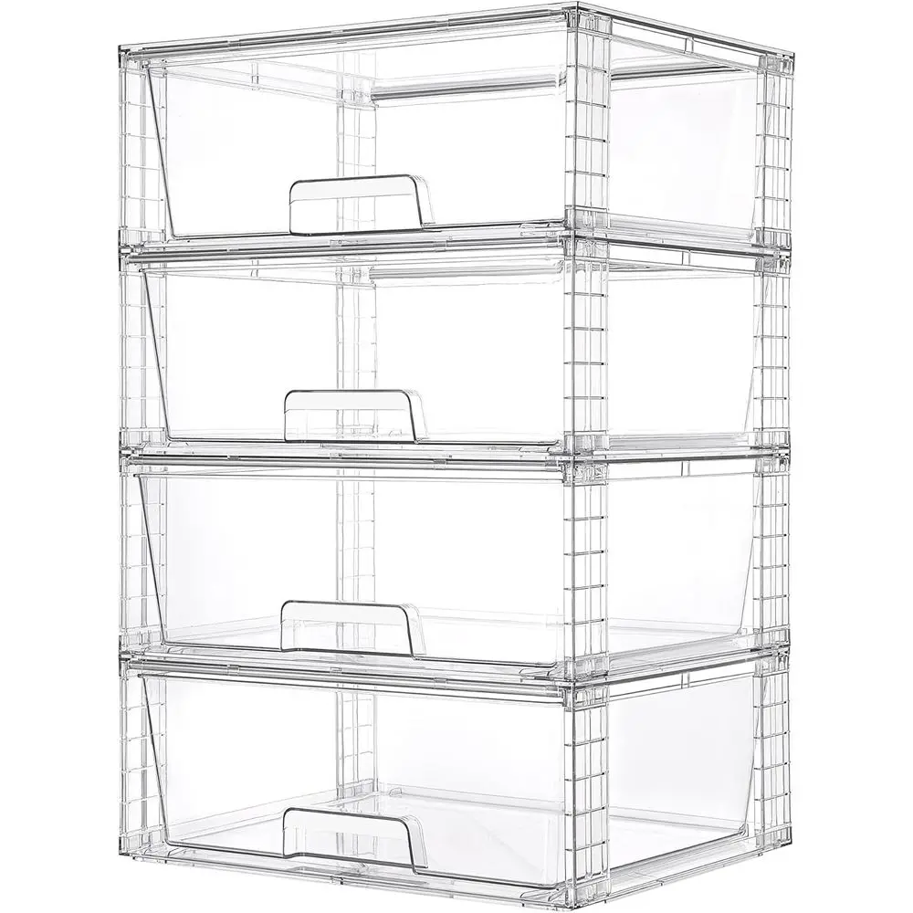 4 Pack Large Stackable Storage Drawers,Easily Assemble Clear Acrylic Bathroom Closet Undersink Organizers,Plastic Storage Bins for Cabinet,Kitchen Pantry,Medicine
4 Pack Large Stackable Storage Drawers,Easily Assemble Clear Acrylic Bathroom Closet Undersink Organizers,Plastic Storage Bins for Cabinet,Kitchen Pantry,Medicine