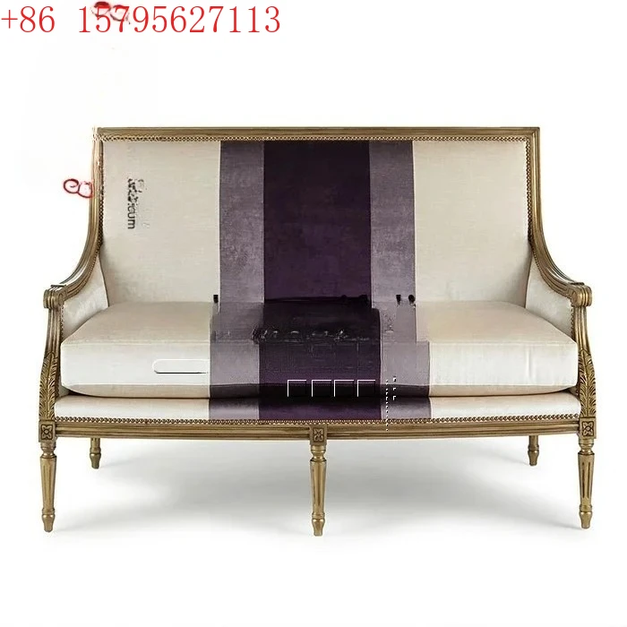 American European solid wood fabric sofa chair double French retro color matching sofa chair modern and simple9344
American European solid wood fabric sofa chair double French retro color matching sofa chair modern and simple9344