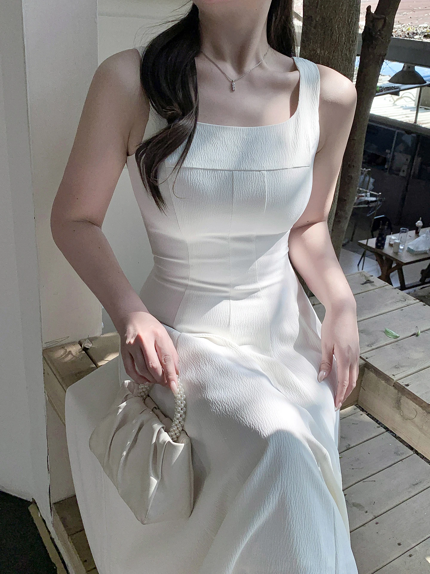 Slimming Large Size Dress Square Collar Texture Sensation Sleeveless Waist Cinched White Casual Long Skirt French Style Polye...
Slimming Large Size Dress Square Collar Texture Sensation Sleeveless Waist Cinched White Casual Long Skirt French Style Polye...