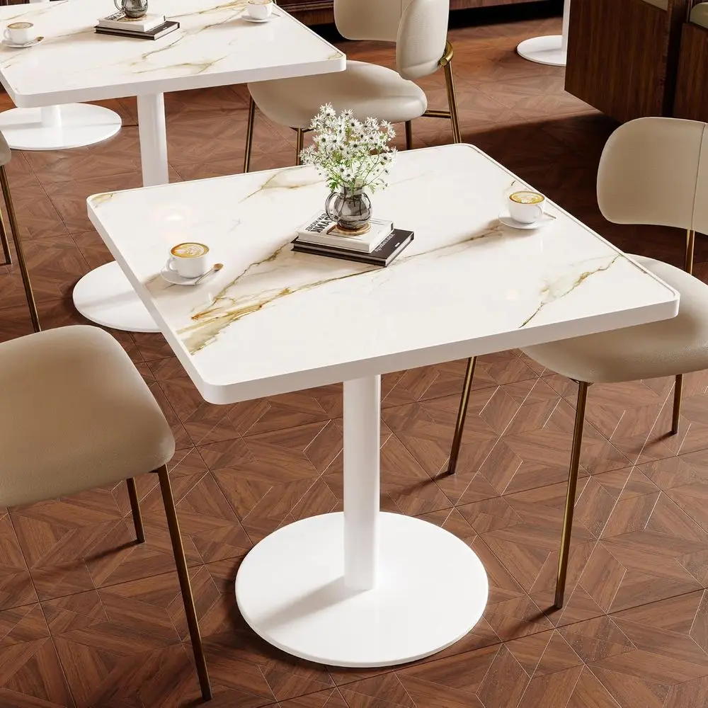 31.5 Square Dining Table with 1.2 Thick Sintered Stone Top and White Metal Base, Ideal for Home, Cafe, Restaurant
31.5 Square Dining Table with 1.2 Thick Sintered Stone Top and White Metal Base, Ideal for Home, Cafe, Restaurant